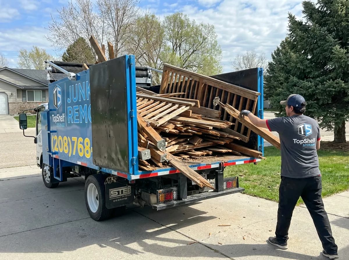 Top Shelf deck demolition job at a property in Kuna Idaho