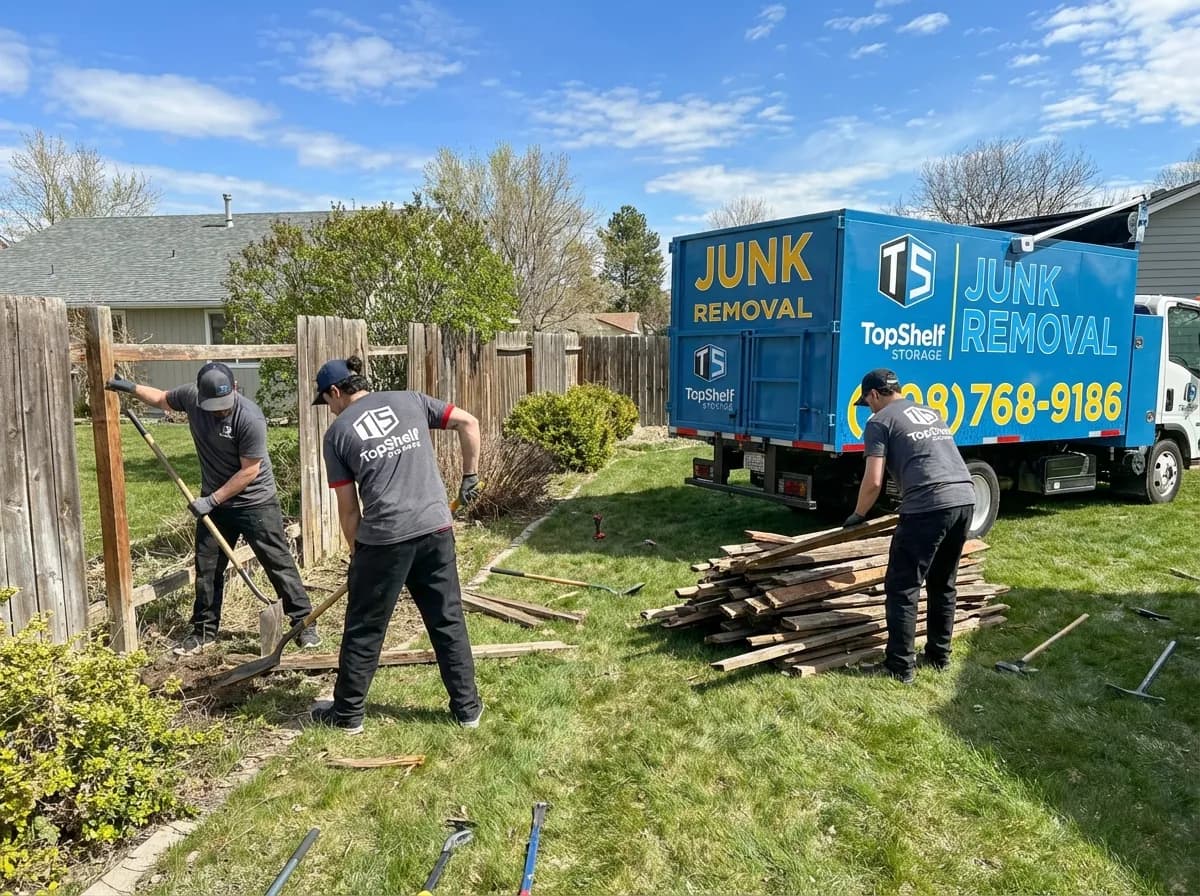 Top Shelf crew demolishing an old fence at a property in Meridian Idaho