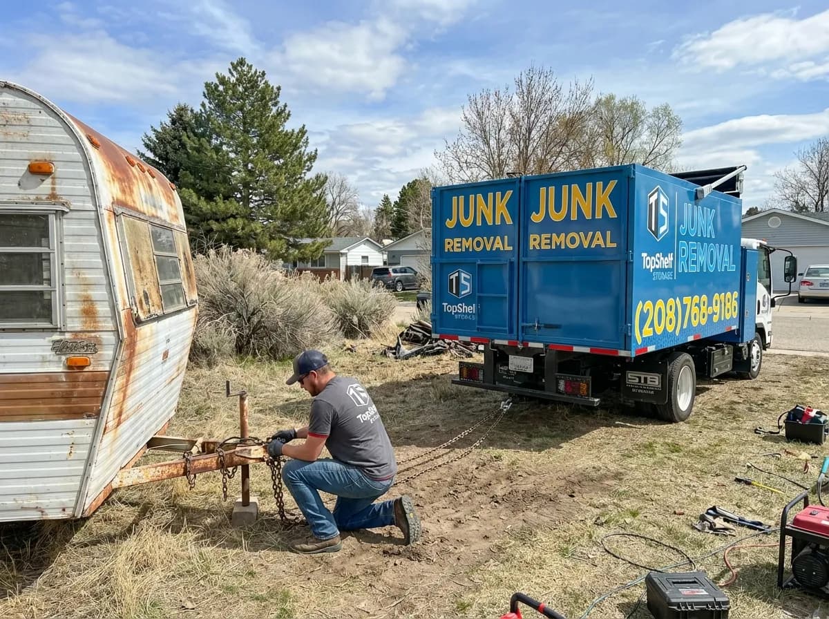 Top Shelf RV removal job at a residential property in Emmett Idaho