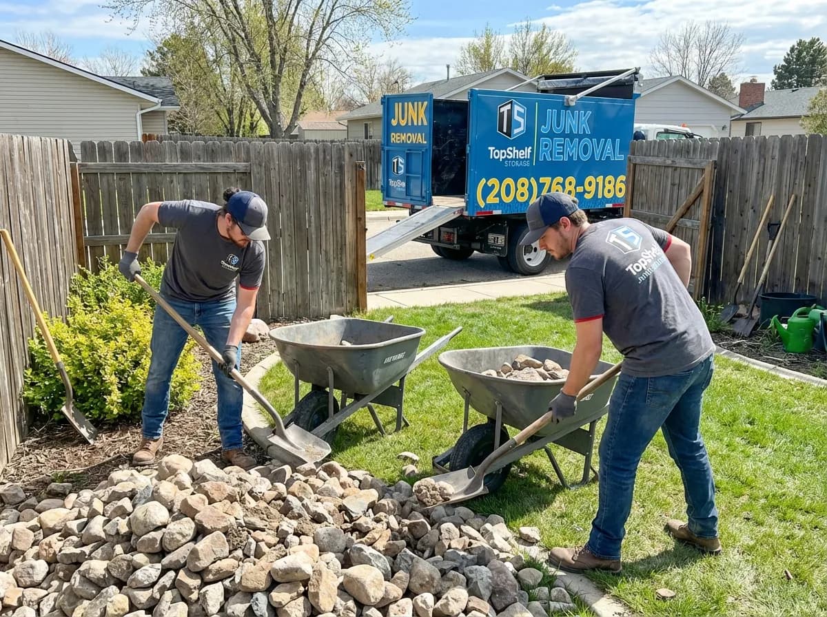 Top Shelf rock removal job at a residential property in Meridian Idaho