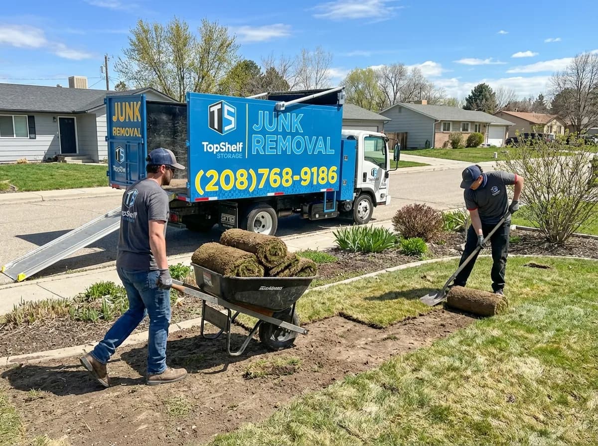 Sod removal by Top Shelf crew at a home in Middleton Idaho