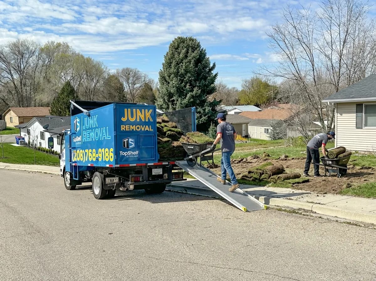 Professional sod removal and haul-away by Top Shelf crew in Emmett Idaho