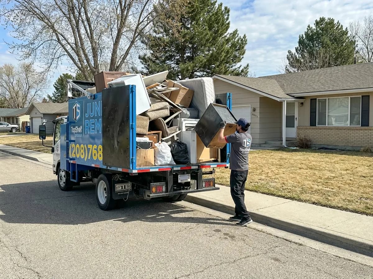 Top Shelf bulk trash cleanout job at a property in Garden City Idaho