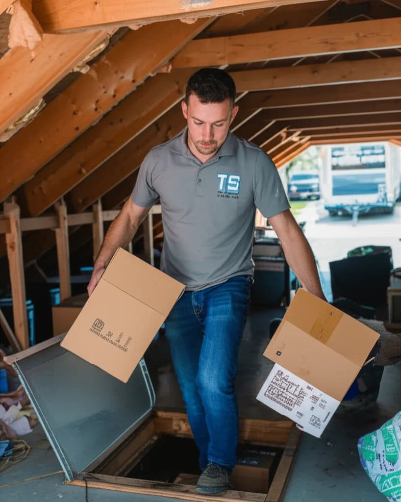 Professional crew removing items from an attic in Boise Idaho