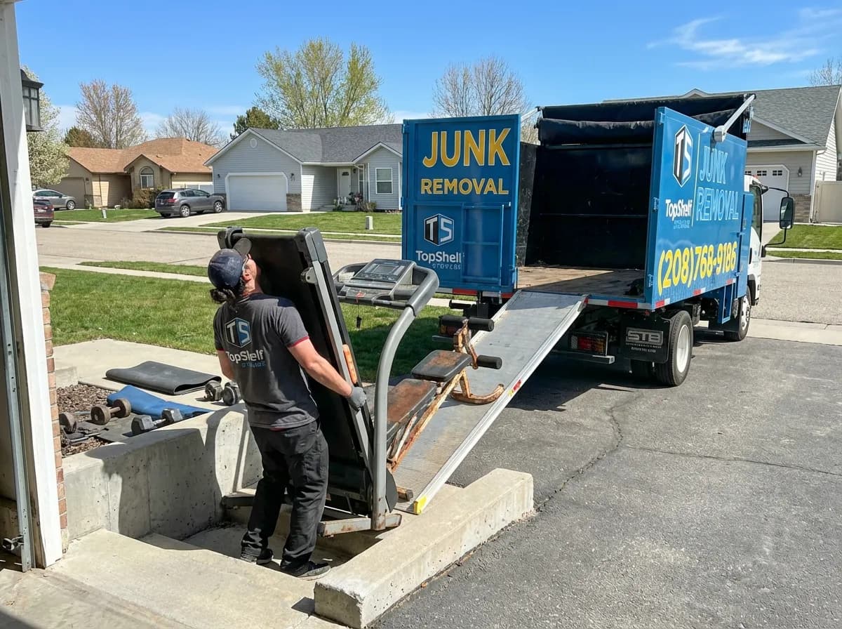 Basement contents removal by Top Shelf crew at a property in Kuna Idaho