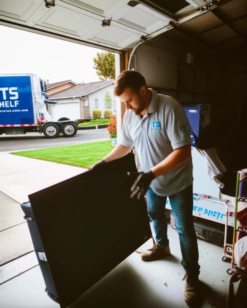 Professional crew removing abandoned furniture during eviction cleanout in Boise Idaho