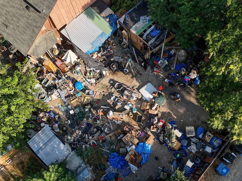 Aerial view of a hoarding property cleanup in Nampa Idaho