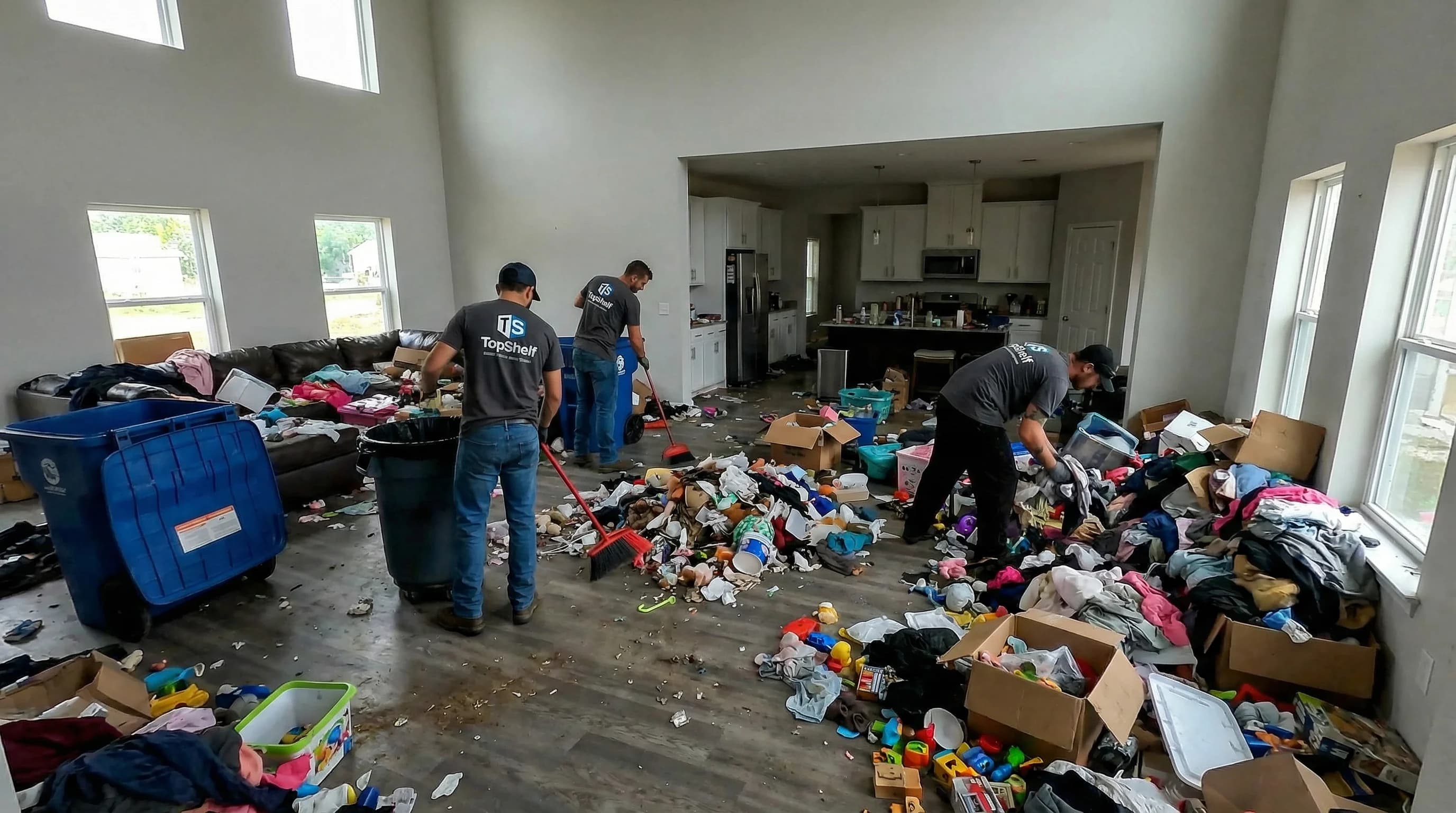 Top Shelf crew tackling a hoarding cleanup job
