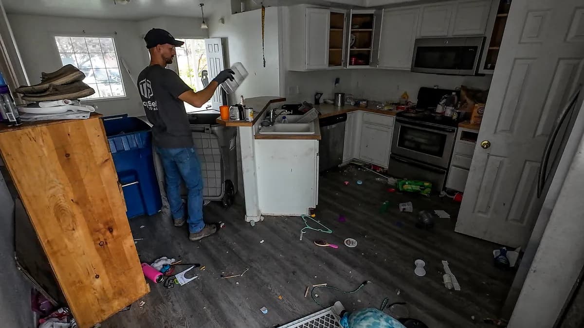 Kitchen cleanout at a foreclosed property