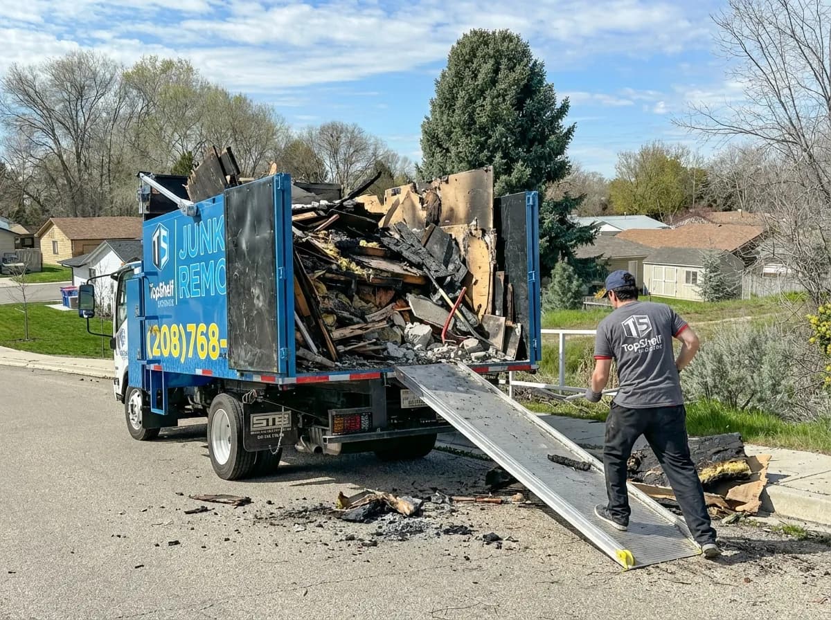 Top Shelf restoration debris cleanout job at a property in Garden City Idaho
