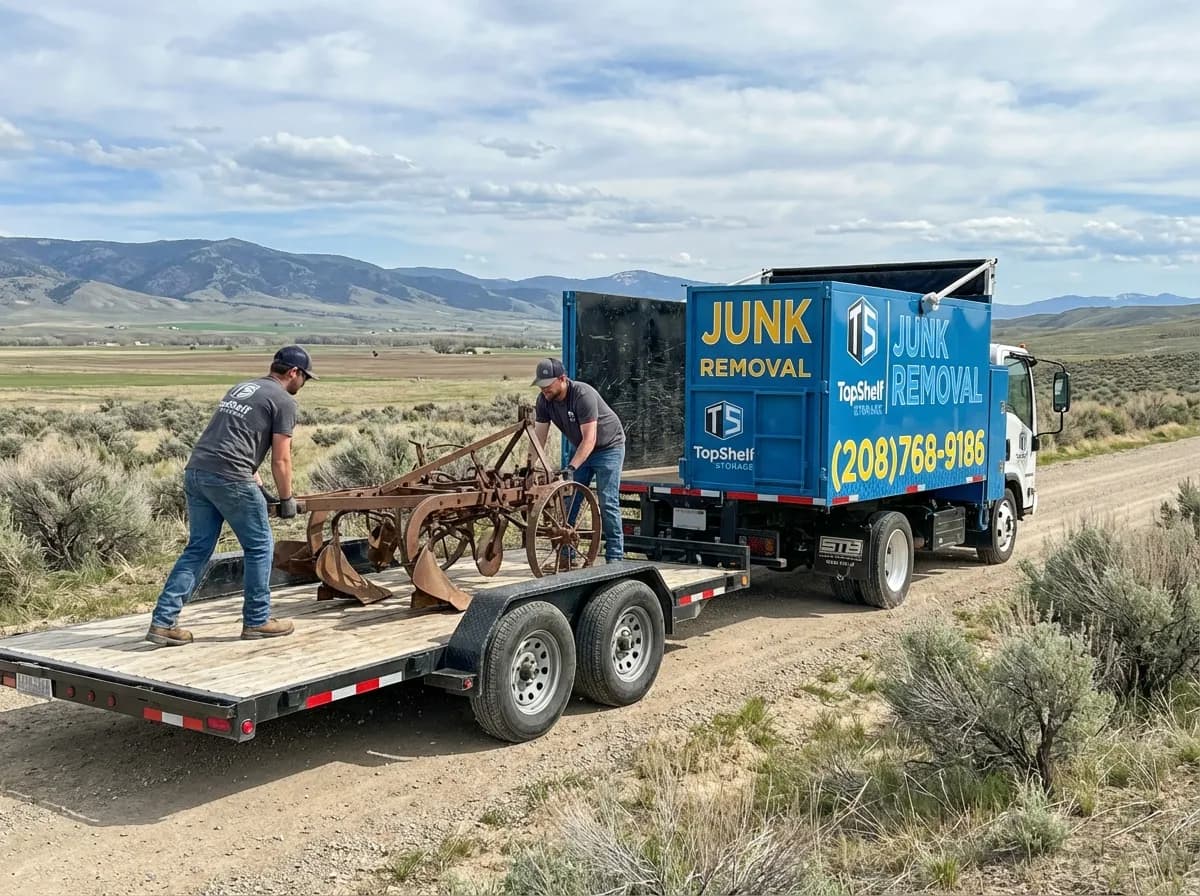 Top Shelf farm equipment removal job at a property in Nampa Idaho