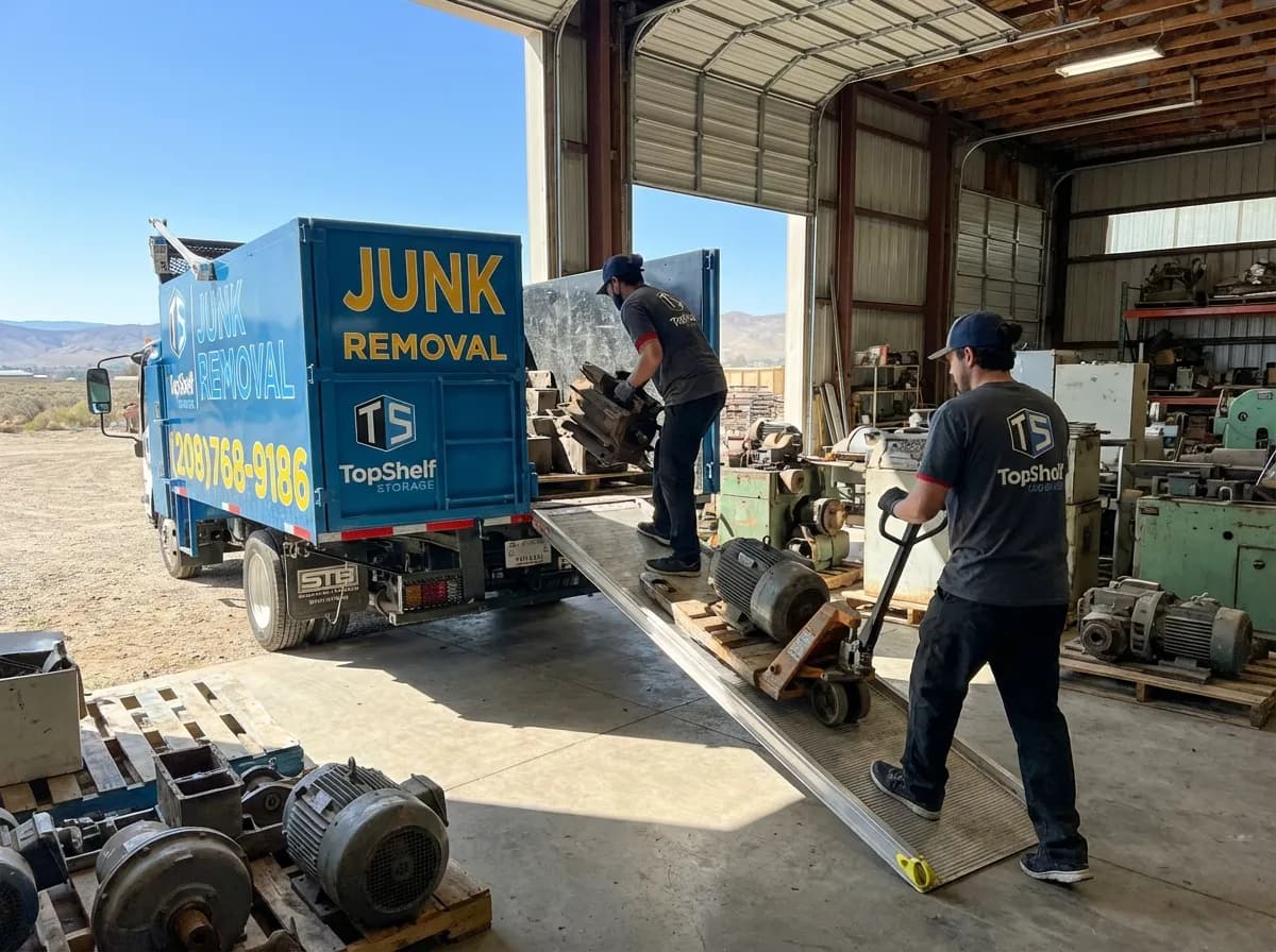 Professional industrial equipment removal and haul-away by Top Shelf crew in Garden City Idaho