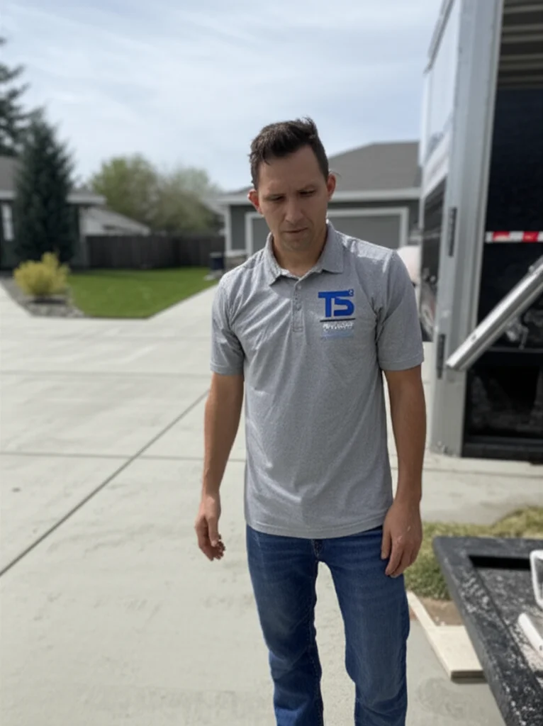 Professional crew loading construction debris from a Boise Idaho home renovation project