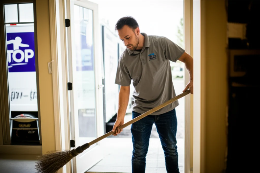 Professional crew clearing post-construction debris from a new Boise Idaho home build