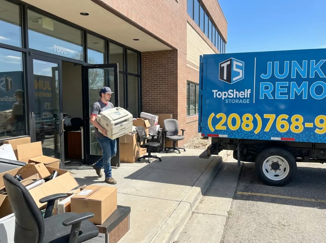 Top Shelf crew removing a fax machine from an office in Meridian Idaho