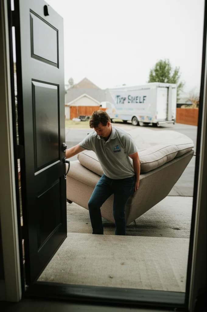 Furniture being removed during junk removal service