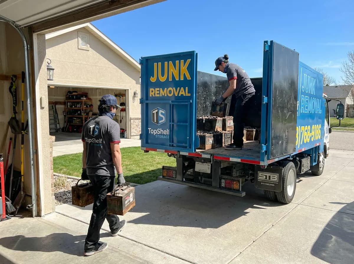 Professional old batteries removal and haul-away by Top Shelf crew in Star Idaho