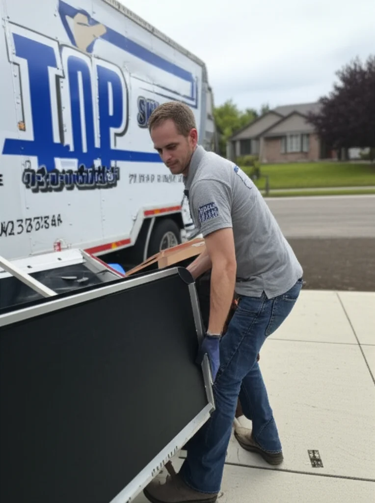Professional crew removing heavy safe from a Boise Idaho home using proper equipment