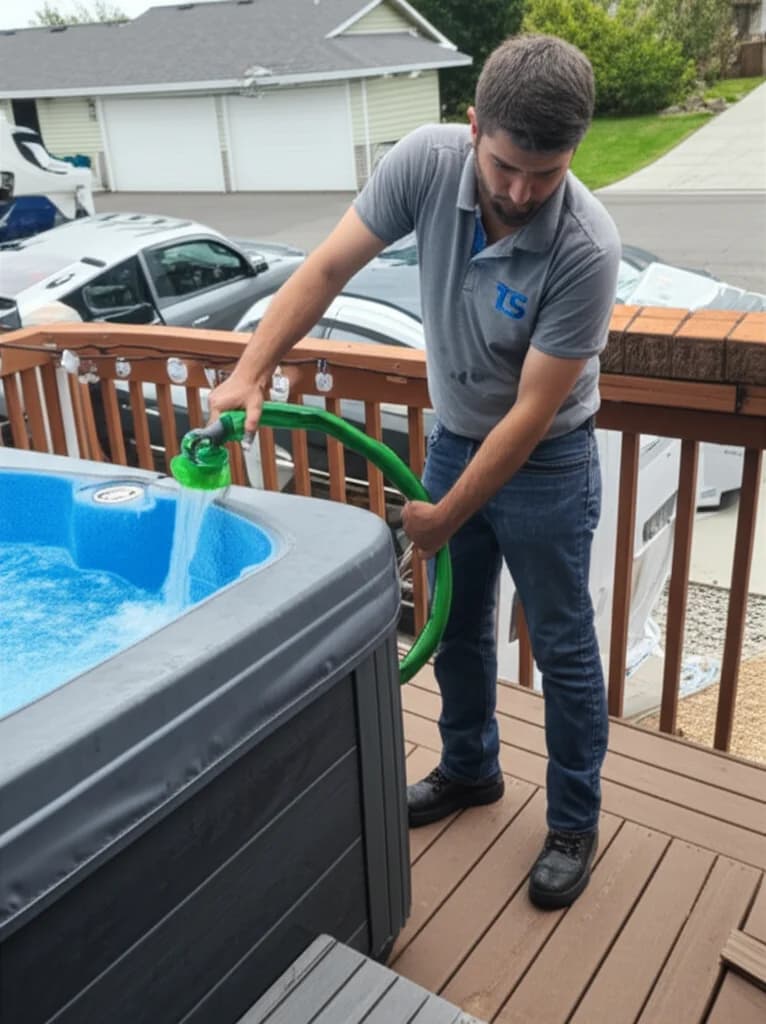 Professional crew removing old hot tub from backyard deck in Boise Idaho