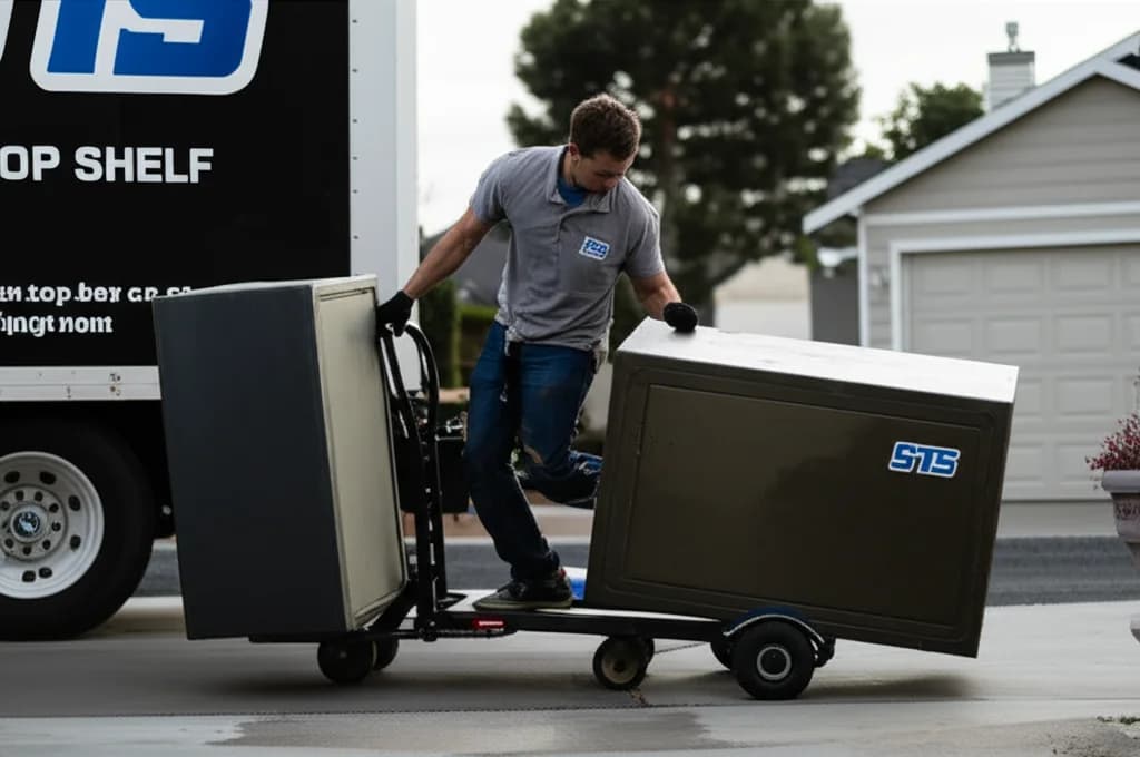 Professional crew safely removing heavy commercial safe from a Boise Idaho business using specialized equipment