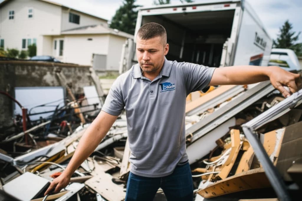 Professional crew loading bulk scrap metal onto truck in Boise Idaho for recycling