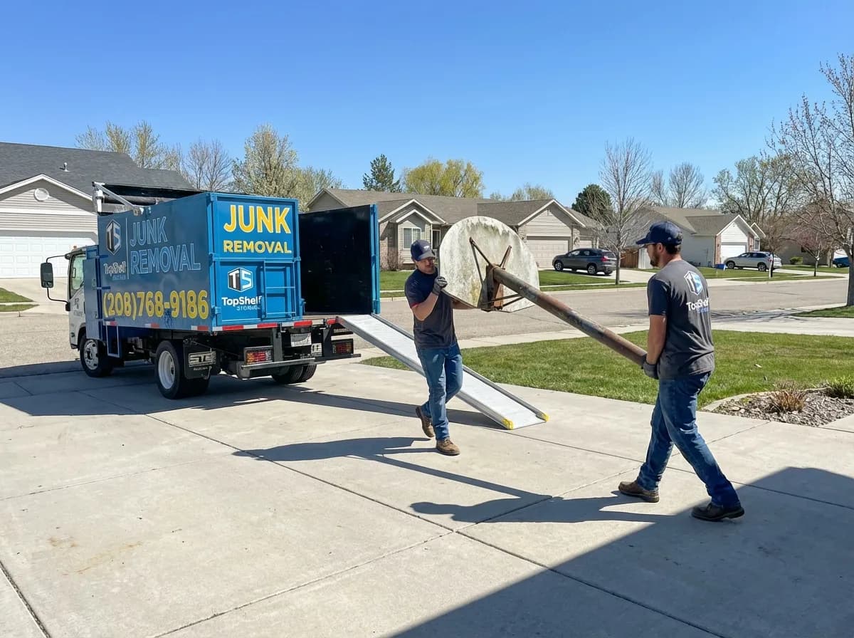 Top Shelf basketball hoop removal job at a residential property in Kuna Idaho