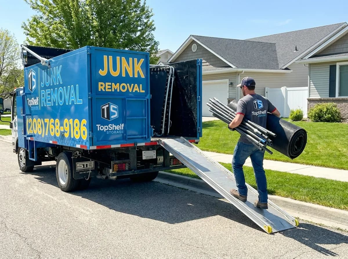 Top Shelf trampoline removal job at a residential property in Eagle Idaho