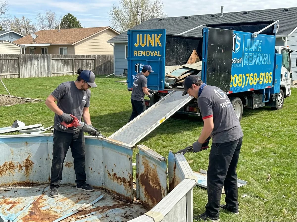 Pool removal company breaking up an inground pool in the Treasure Valley