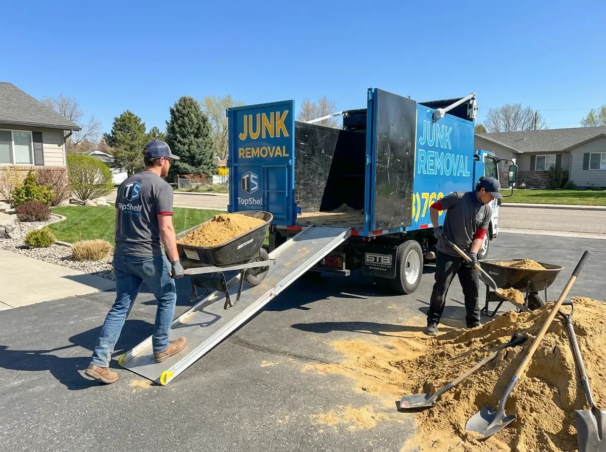 Sand removal by Top Shelf crew at a home in Meridian Idaho