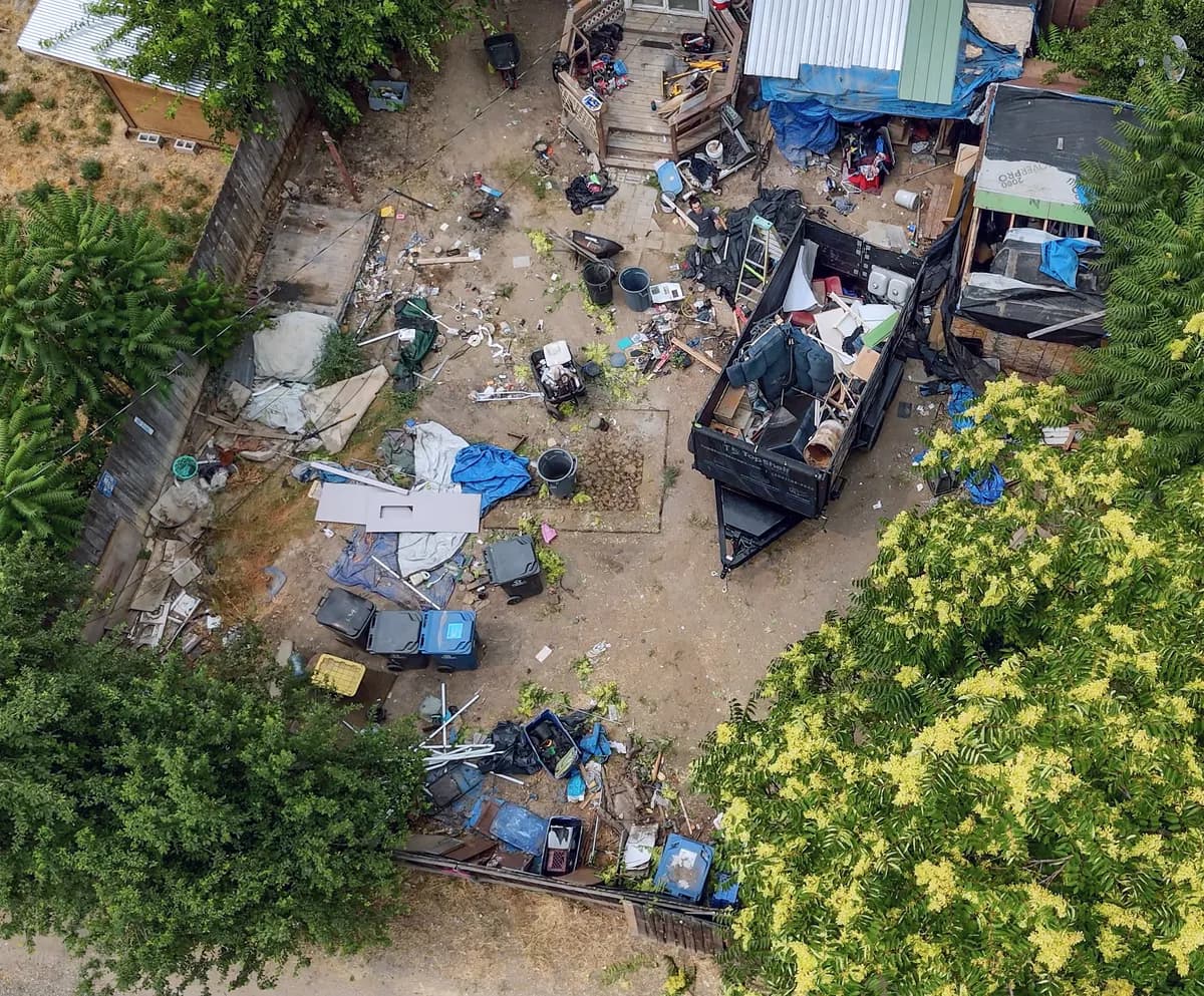 Aerial view of a property during an eviction cleanout in Eagle Idaho