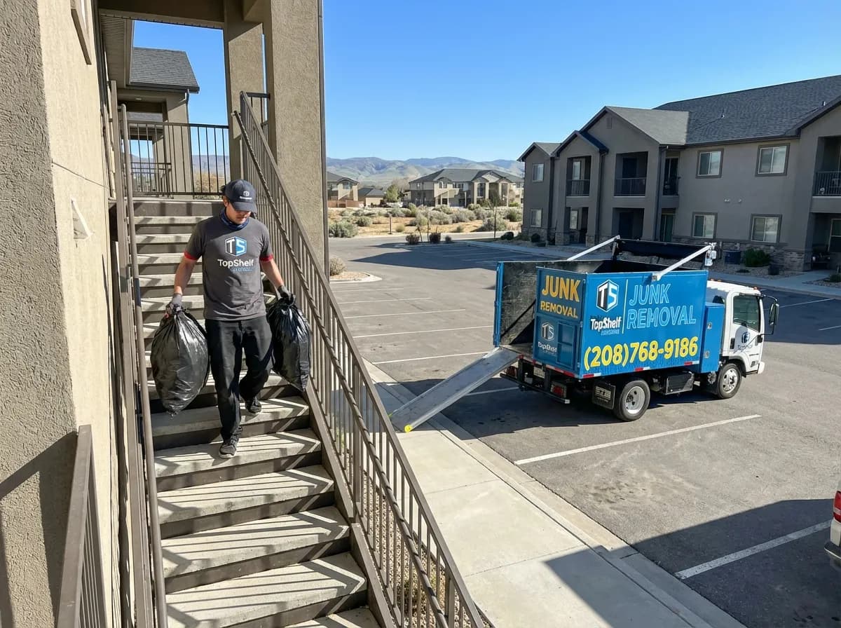 Rental property cleanout by Top Shelf crew at a property in Meridian Idaho