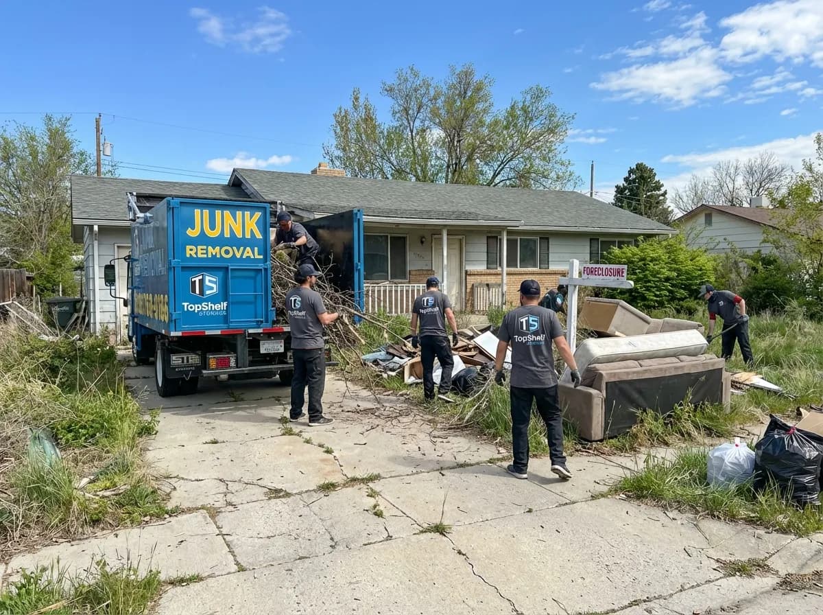 Top Shelf crew cleaning out a foreclosure property from a residential property in Kuna Idaho