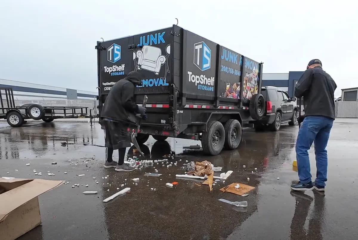 Top Shelf crew performing a retail store cleanout in Garden City Idaho