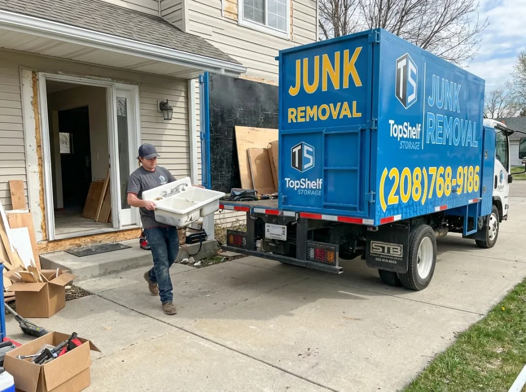 Top Shelf crew removing a sink from a residential property in Emmett Idaho