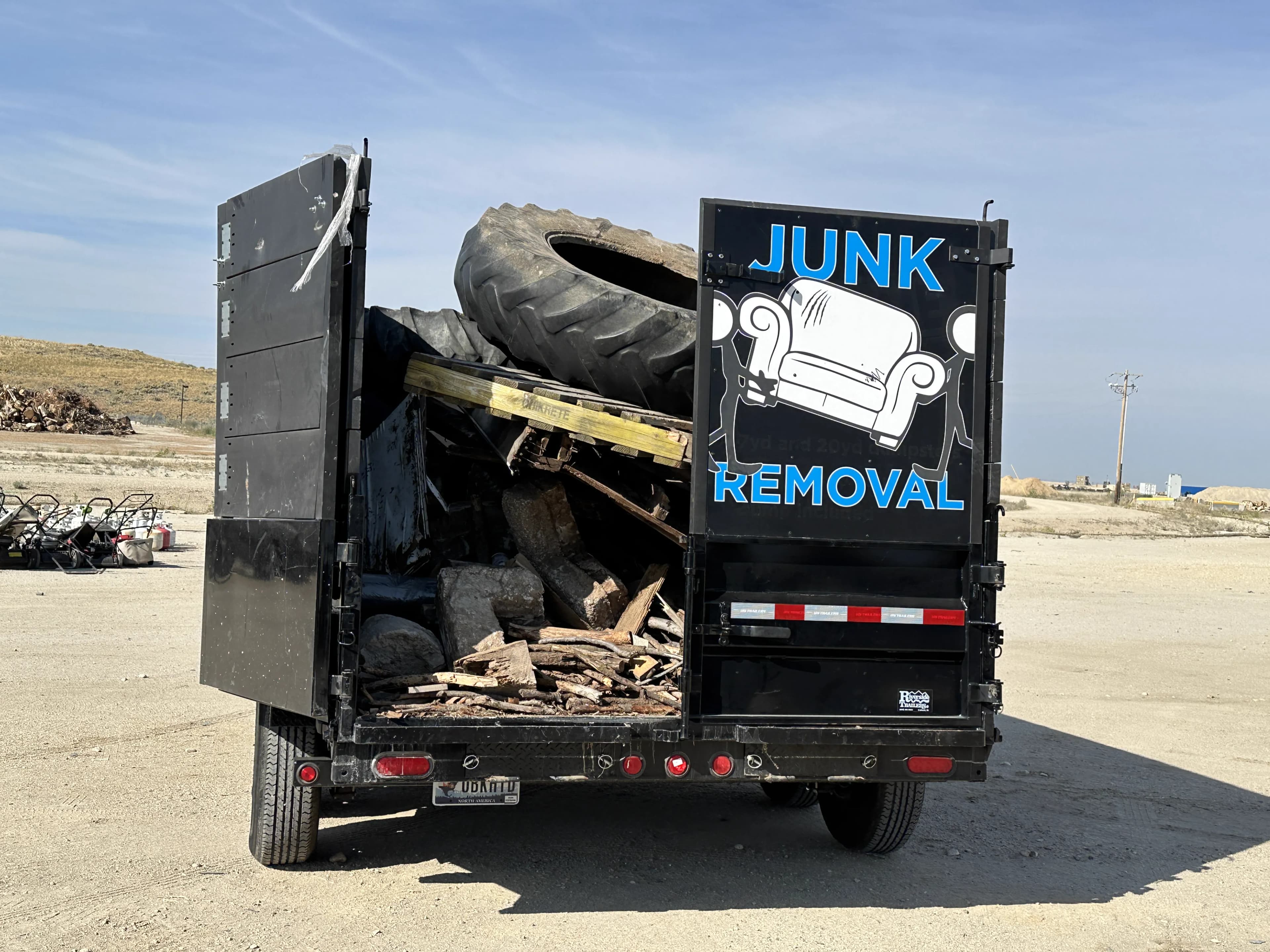 Top Shelf branded truck loaded with tires for disposal in Kuna Idaho