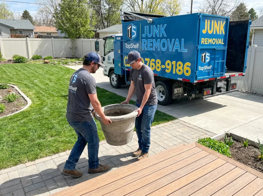 Garden planter box removal by Top Shelf crew at a home in Nampa Idaho