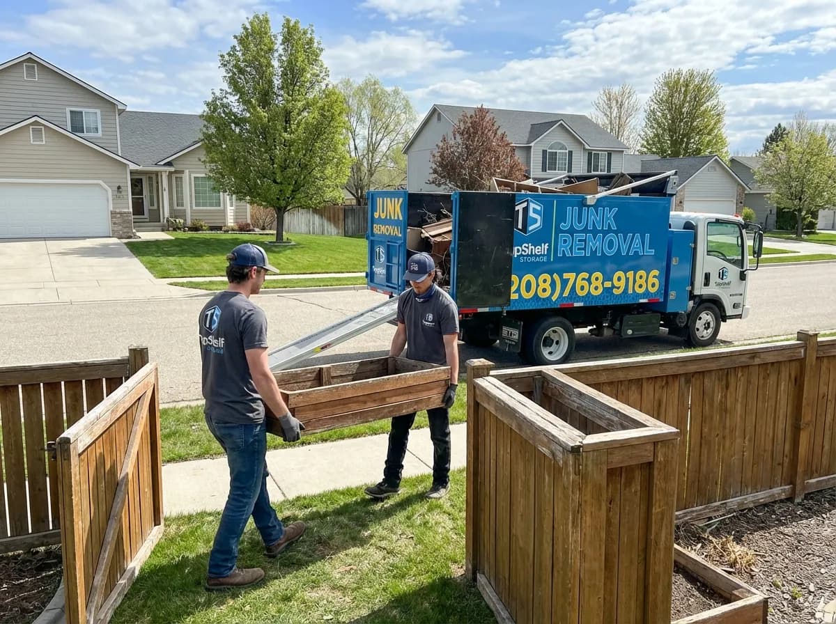 Top Shelf garden planter box removal job at a residential property in Meridian Idaho