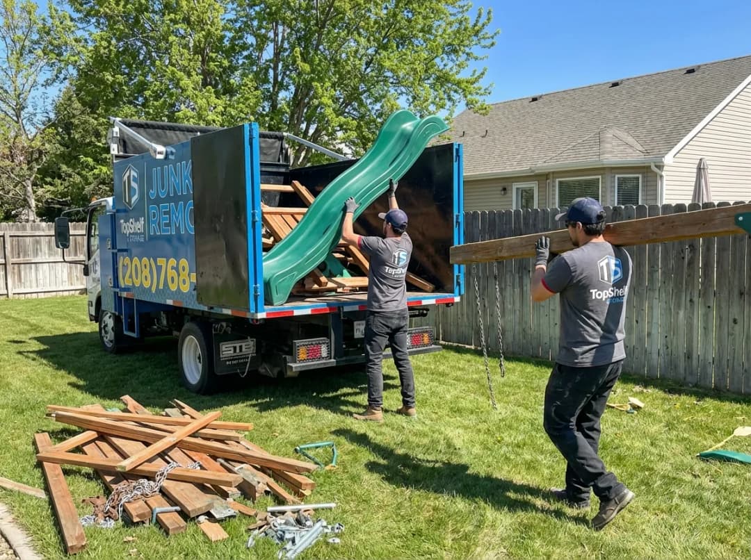 Playset removal by Top Shelf crew at a home in Middleton Idaho
