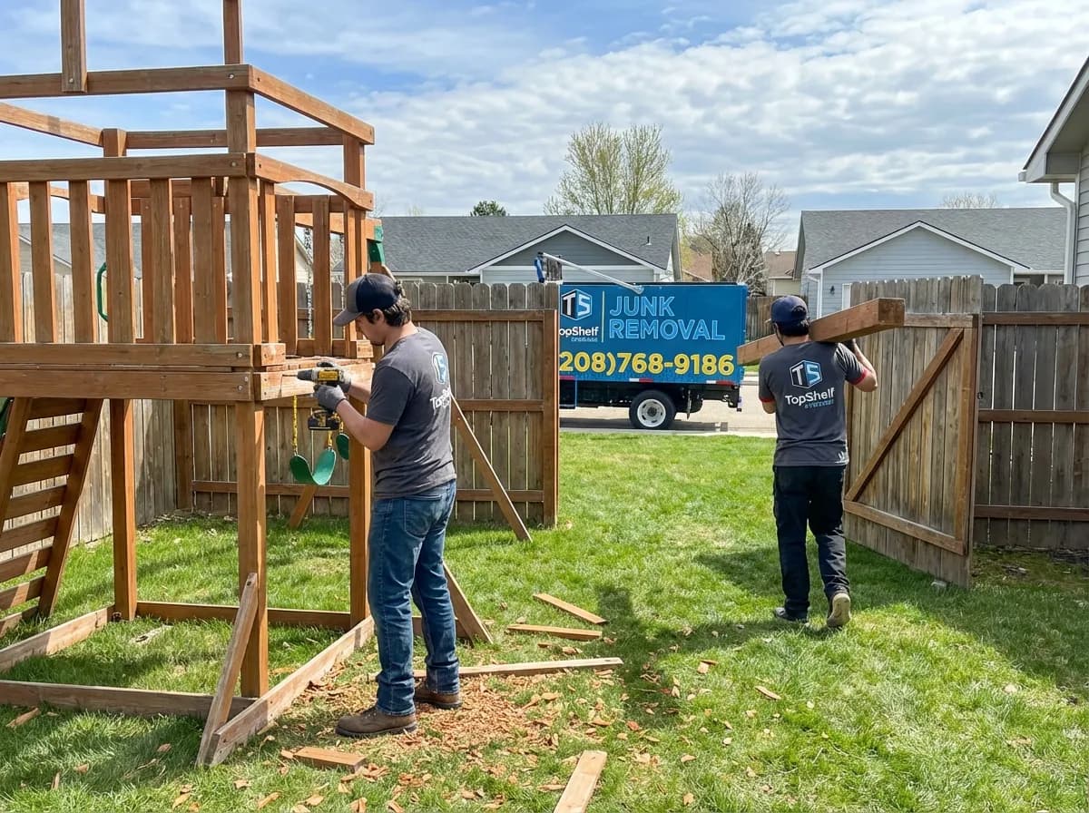 Top Shelf playset removal job at a residential property in Emmett Idaho