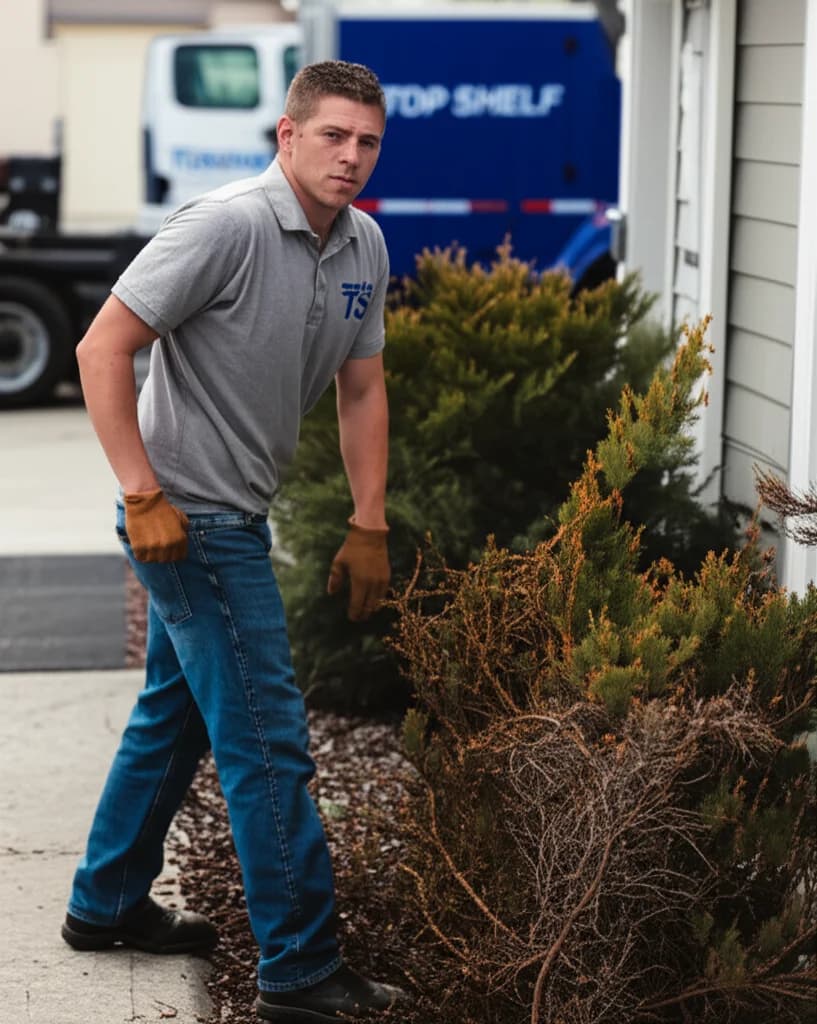 Professional crew removing overgrown bushes and shrubs from a yard in Boise Idaho
